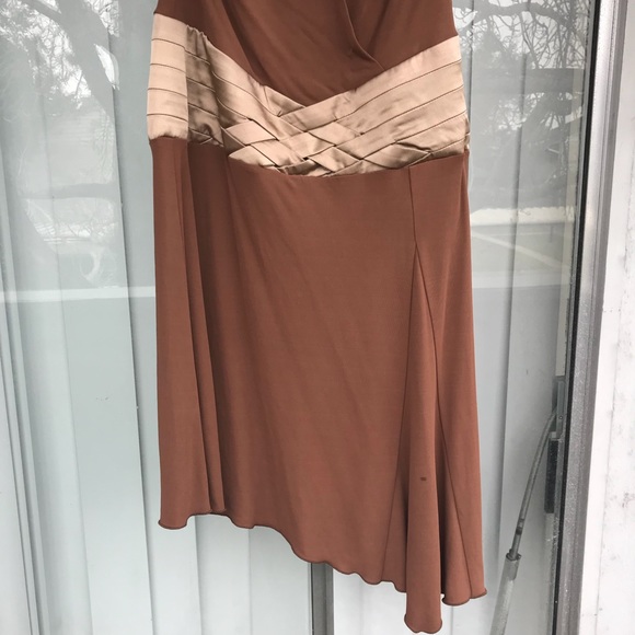 Bebe Cutout Plunge Neck Mocha Cocktail Dress S - Picture 7 of 8